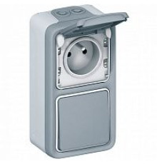 PLEXO - Коробка для наклад. монтажа 2 поста, вертикальная, IP55, серый | арт.069661