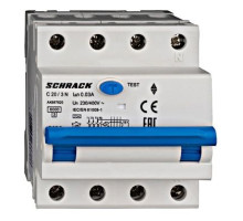 AK 6кА 3P+N С 20A/30mA 4М Дифференциальный автоматический выключатель тип A