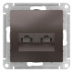 Розетка компьютерная двойная RJ45+RJ45 Schneider Electric AtlasDesign ATN000685 Мокко - ATN000685