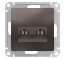 Розетка компьютерная двойная RJ45+RJ45 Schneider Electric AtlasDesign ATN000685 Мокко - ATN000685