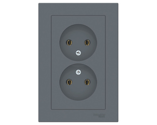 Розетка двойная без заземления с рамкой Schneider Electric AtlasDesign ATN000720 Грифель - ATN000720
