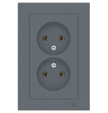 Розетка двойная без заземления с рамкой Schneider Electric AtlasDesign ATN000720 Грифель - ATN000720