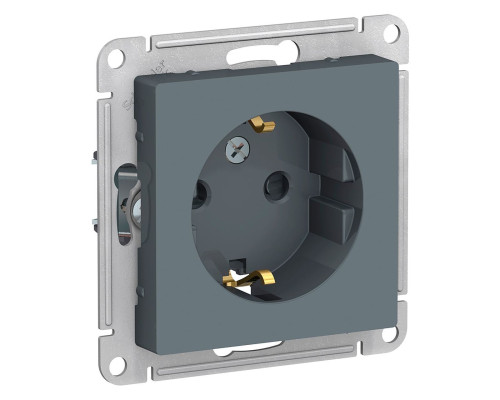Розетка с заземлением со шторками Schneider Electric AtlasDesign ATN000745 Грифель - ATN000745