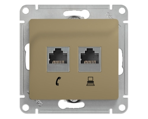 Розетка телефонная+компьютерная Schneider Electric Glossa GSL000485 Титан - GSL000485