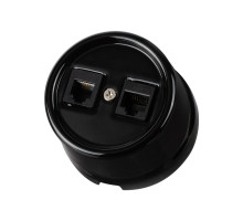 Розетка телефонная RJ11 + компьютерная RJ45 черная «Болонь» TDM