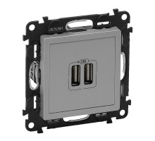 Valena Life - Зарядное устройство с двумя USB-разъемами, 240В/5В, 1500мА, алюминий (инд. упаковка) | арт.753612