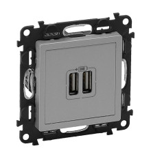 Valena Life - Зарядное устройство с двумя USB-разъемами, 240В/5В, 1500мА, алюминий (инд. упаковка) | арт.753612