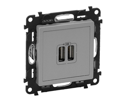 Valena Life - Зарядное устройство с двумя USB-разъемами, 240В/5В, 1500мА, алюминий (инд. упаковка) | арт.753612