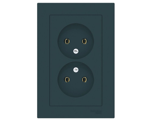 Розетка двойная без заземления с рамкой Schneider Electric AtlasDesign ATN000820 Изумруд - ATN000820