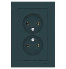 Розетка двойная без заземления с рамкой Schneider Electric AtlasDesign ATN000820 Изумруд - ATN000820