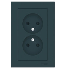 Розетка двойная без заземлениясо шторками с рамкой Schneider Electric AtlasDesign ATN000822 Изумруд