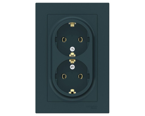 Розетка двойная с заземлением без шторок с рамкой Schneider Electric AtlasDesign ATN000824 Изумруд -