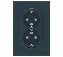 Розетка двойная с заземлением со шторками с рамкой Schneider Electric AtlasDesign ATN000826 Изумруд