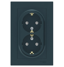 Розетка двойная с заземлением со шторками с рамкой Schneider Electric AtlasDesign ATN000826 Изумруд