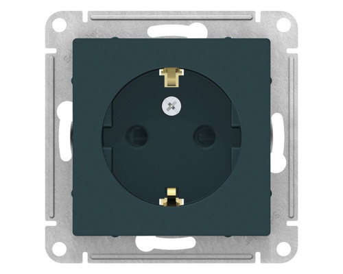Розетка с заземлением со шторками Schneider Electric AtlasDesign ATN000845 Изумруд - ATN000845