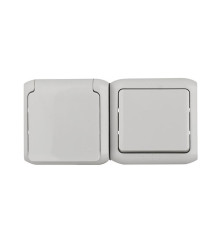 Quteo - Выключатель + Розетка 2P+E нем. стд. со шторками IP44 (серый)