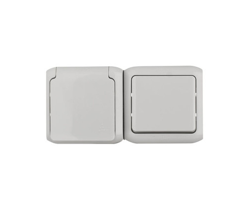 Quteo - Выключатель + Розетка 2P+E нем. стд. со шторками IP44 (серый)