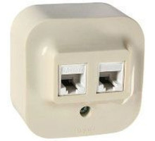 Розетка RJ11+RJ45 5E UTP (сл.кость) Quteo