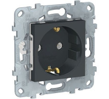 NU503654 UNICA NEW РОЗЕТКА с заземлением, без шторок, винт. зажим, 16 А, 250 В, АНТРАЦИТ