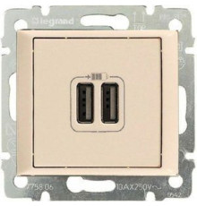 Valena - Розетка с 2-мя коннекторами USB, сл.кость (инд. упаковка)