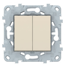 NU521144 UNICA NEW выключатель 2-клавишный, сх. 5, 10 AX, 250 В, бежевый - NU521144