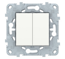 NU521318 UNICA NEW ПЕРЕКЛЮЧАТЕЛЬ 2-клавишный, 2 х сх. 6, 10 AX, 250 В, БЕЛЫЙ - NU521318