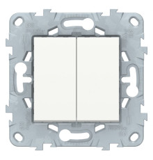 NU521318 UNICA NEW ПЕРЕКЛЮЧАТЕЛЬ 2-клавишный, 2 х сх. 6, 10 AX, 250 В, БЕЛЫЙ - NU521318