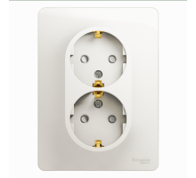Розетка 2-местная, с заземлением со шторками с рамкой Schneider Electric Glossa GSL000626 Перламутр