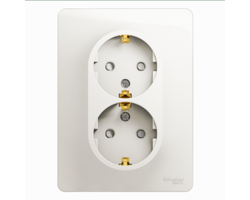 Розетка 2-местная, с заземлением со шторками с рамкой Schneider Electric Glossa GSL000626 Перламутр