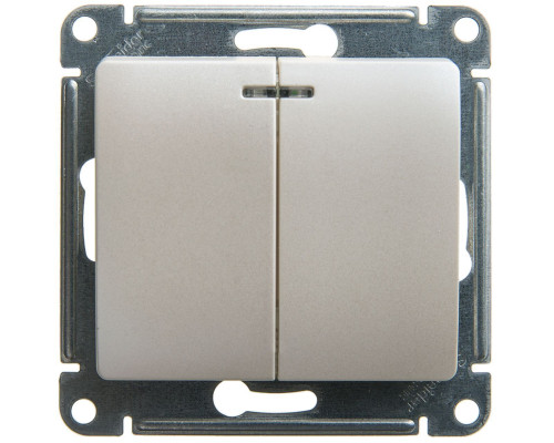 Выключатель 2-клавишный, с подсветкой Schneider Electric Glossa GSL000653 Перламутр - GSL000653