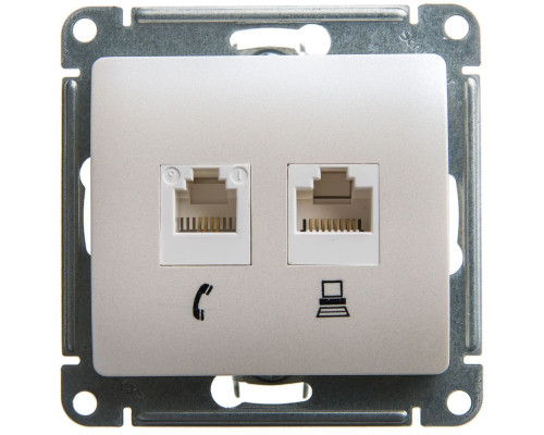 Розетка телефонная+компьютерная Schneider Electric Glossa GSL000685 Перламутр - GSL000685