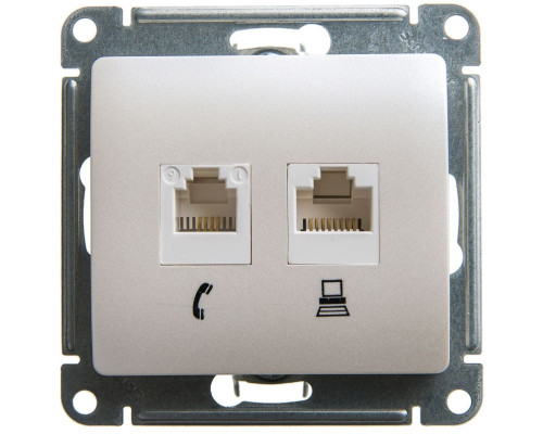 Розетка телефонная+компьютерная Schneider Electric Glossa GSL000685 Перламутр - GSL000685