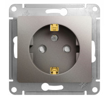 GLOSSA РОЗЕТКА с заземлением со шторками,16А, 250В, механизм, ПЛАТИНА