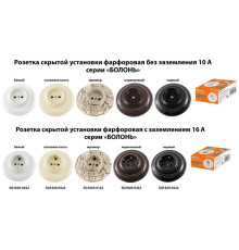 Розетка скрытой установки фарфоровая 2П 10А 250В белая «Болонь» TDM