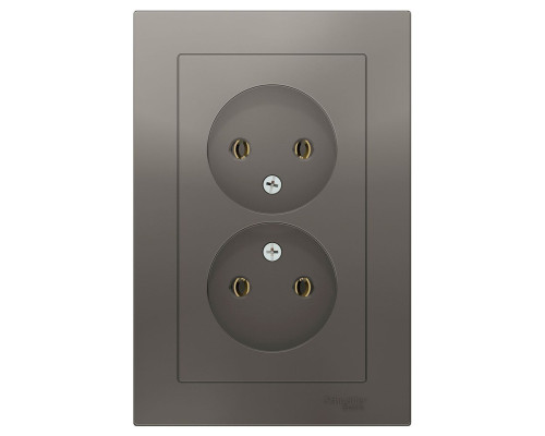 Розетка двойная без заземления с рамкой Schneider Electric AtlasDesign ATN000920 Сталь - ATN000920