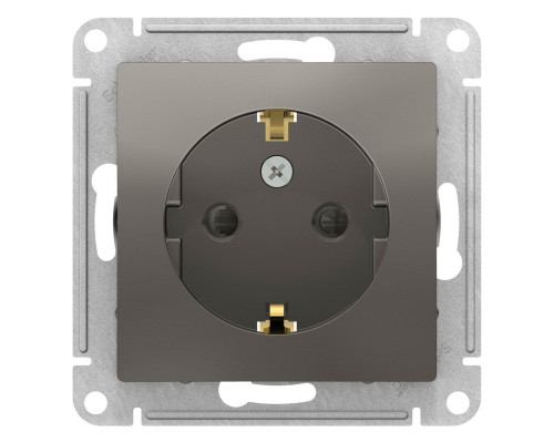 Розетка с заземлением со шторками Schneider Electric AtlasDesign ATN000945 Сталь - ATN000945
