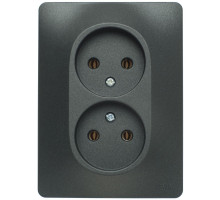 Розетка  2-местная без заземления, без шторок, с рамкой Schneider Electric Glossa GSL000720 Антрацит