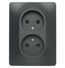 Розетка  2-местная без заземления, без шторок, с рамкой Schneider Electric Glossa GSL000720 Антрацит
