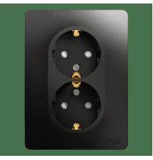 Розетка 2-местная с заземлением, со шторками, с рамкой Schneider Electric Glossa GSL000726 Антрацит
