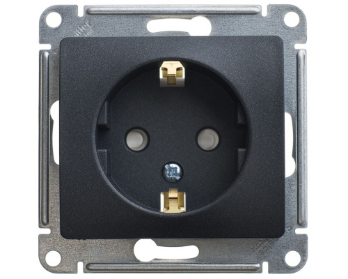 Розетка  с заземлением со шторками Schneider Electric Glossa GSL000745 Антрацит - GSL000745