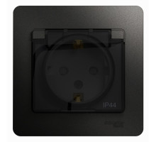 Розетка  с заземлением со шторками, с крышкой, с рамкой, IP44 Schneider Electric Glossa GSL000748 Ан