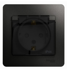 Розетка  с заземлением со шторками, с крышкой, с рамкой, IP44 Schneider Electric Glossa GSL000748 Ан