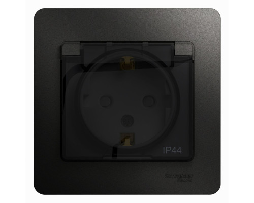 Розетка  с заземлением со шторками, с крышкой, с рамкой, IP44 Schneider Electric Glossa GSL000748 Ан