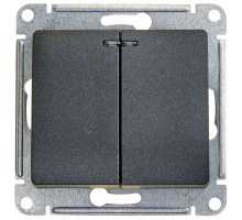 Выключатель 2-клавишный, с подсветкой Schneider Electric Glossa GSL000753 Антрацит - GSL000753