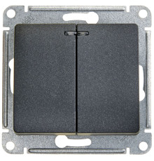 Выключатель 2-клавишный, с подсветкой Schneider Electric Glossa GSL000753 Антрацит - GSL000753