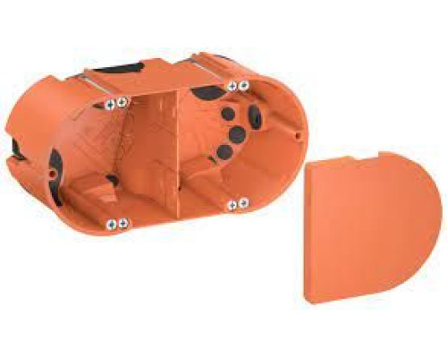 OBO-Bettermann - Подрозетник HE 61-DV-L  двойной, 850°С, h=61мм, для полых стен, с винтами, с воздухонепрониц. мембранными вводами, оранжевый, полипропилен - Артикул: 2003826 | арт.2003826