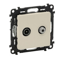 Valena Life - Розетка TV-SAT двухкабельная 5-862MHz/950-2400MHz, слоновая кость (инд. упаковка)