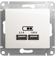 GSL000633 GLOSSA USB РОЗЕТКА, 5В/2100мА, 2х5В/1050мА, механизм, ПЕРЛАМУТР