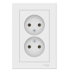 Розетка двойная без заземления с рамкой Schneider Electric AtlasDesign ATN000120 Белый - ATN000120