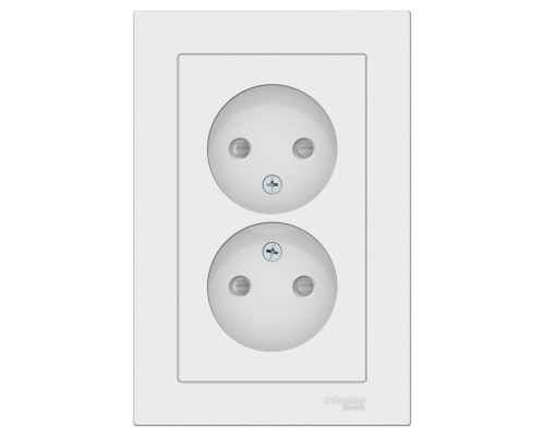 Розетка двойная без заземления со шторками с рамкой Schneider Electric AtlasDesign ATN000122 Белый -